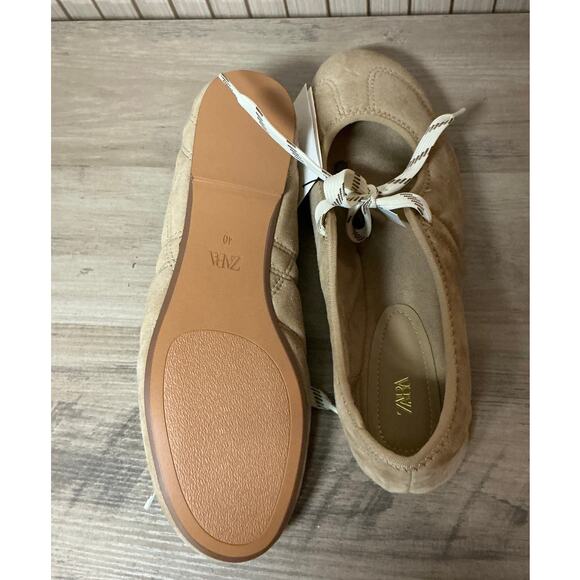 ZARA Split Leather Lace-Up Ballet Flats Women’s Size 9 - Picture 6 of 10